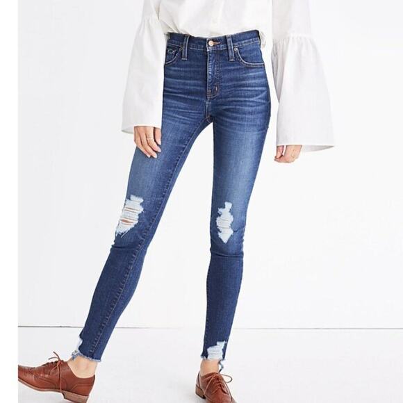 MADEWELL 9" High-Rise Skinny Jeans: Destructed Edition - Size 27 - Picture 1 of 13